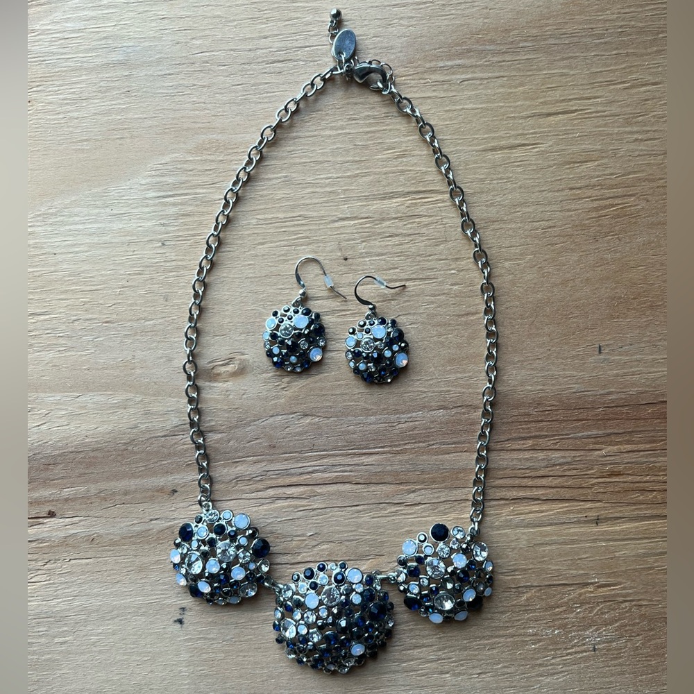 Statement Crystal Cluster Necklace & Earring Set